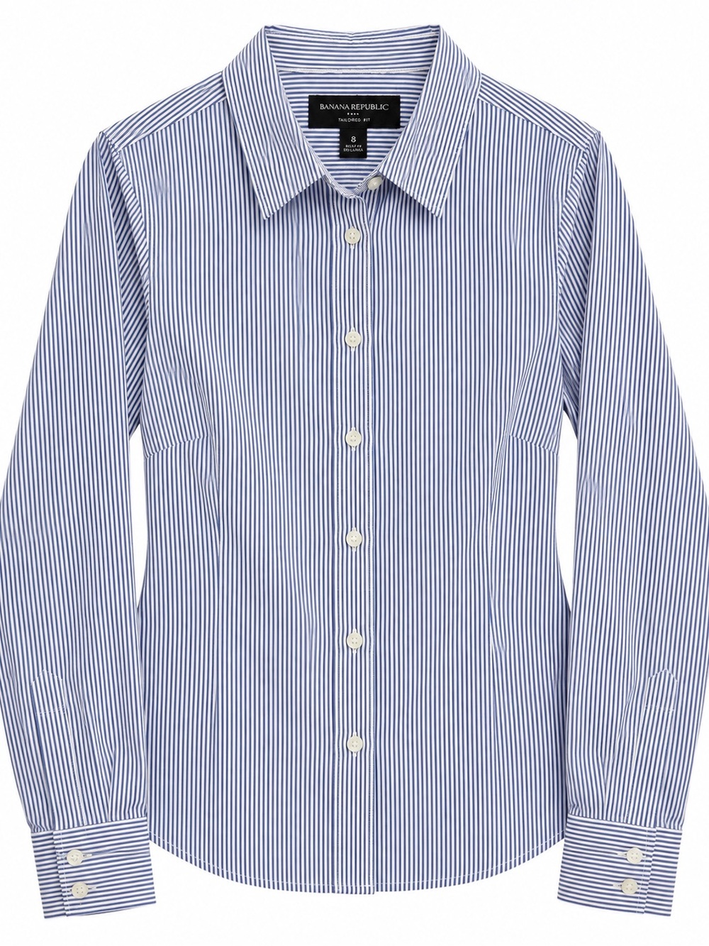 Banana Republic Blue and White Striped Women's Button-Up Blouse